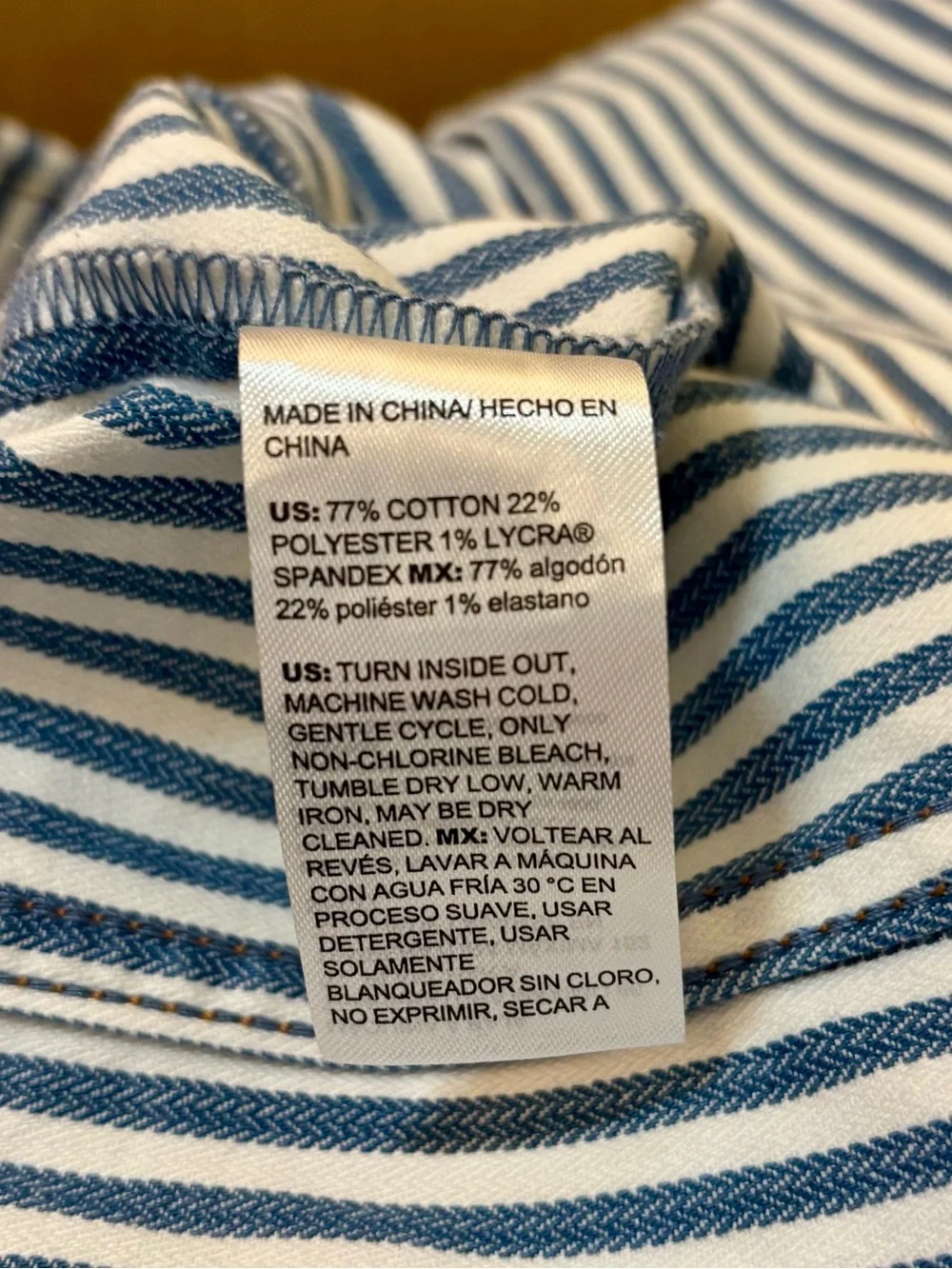 Chico’s Striped Blazer Double-Breasted Denim NWT Blue White 0.5/Womens S (6)